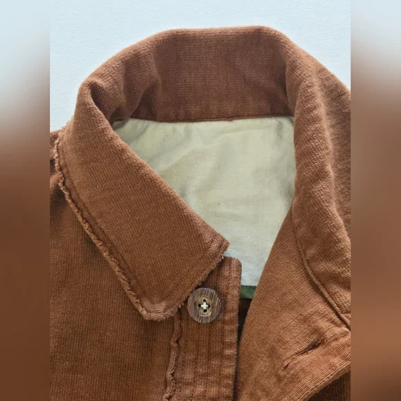 Pal’las Palace Japan Brown Cotton Knit Jacket Utility Button Front S - Picture 9 of 13